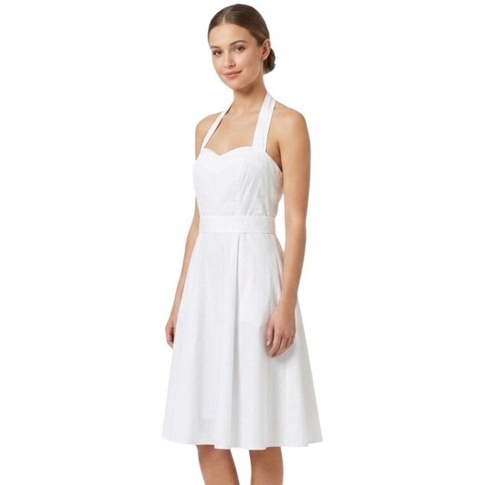 Topdress Halter‎ Dress Womens L White Rockabilly Pinup Retro Swing Lace Up Back